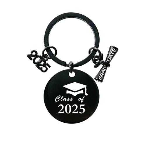 Bag Purse Charms Keyrings Keychains, 304 Stainless Steel, with Tibetan Style, Round, plated, fashion jewelry, more colors for choice, 25mm, Hole:Approx 1.2mm, Sold By PC