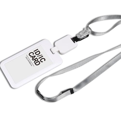Plastic Lanyard Card Holder, with Polyester Cord, Rectangle, Unisex & transparent, more colors for choice, Length:Approx 65 cm, Sold By PC
