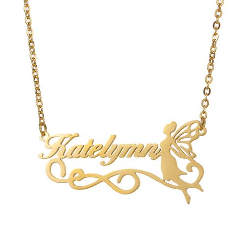 304 Stainless Steel Necklace, with 2inch extender chain, Alphabet Letter, gold color plated, different styles for choice & for woman, Length:Approx 17.7 Inch, Sold By PC