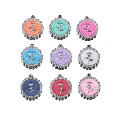 Stainless Steel Flower Pendant, 304 Stainless Steel, plated, DIY & enamel, more colors for choice, 2PCs/Bag, Sold By Bag