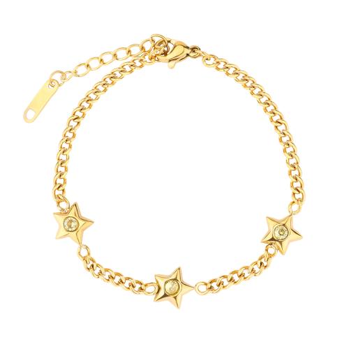 Stainless Steel Jewelry Bracelet, 304 Stainless Steel, plated, fashion jewelry & micro pave cubic zirconia & for woman, more colors for choice, Length:Approx 16 cm, Sold By PC