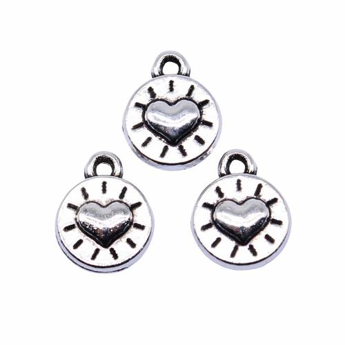Tibetan Style Heart Pendants, Round, plated, DIY, more colors for choice, Sold By PC