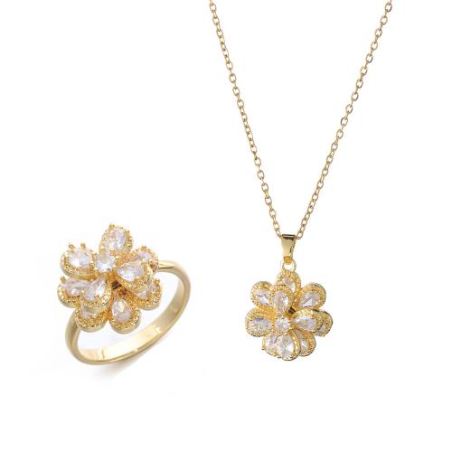 Brass Jewelry Set, plated, different styles for choice & micro pave cubic zirconia & for woman, more colors for choice, Sold By PC