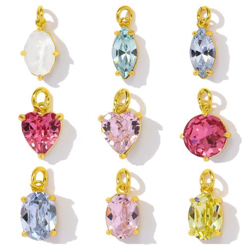 Cubic Zirconia Micro Pave Brass Pendant, plated, DIY & micro pave cubic zirconia, more colors for choice, nickel, lead & cadmium free, 3PCs/Bag, Sold By Bag