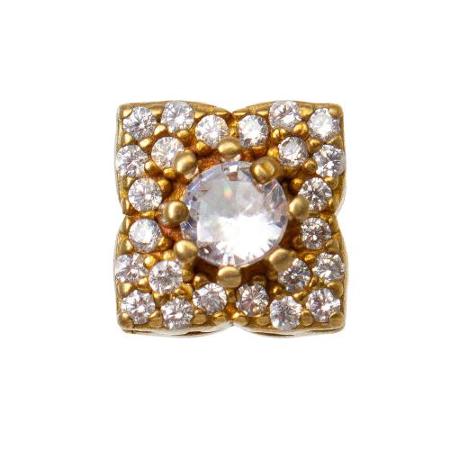 Rhinestone Brass Beads, plated, DIY & with rhinestone, golden, nickel, lead & cadmium free, 8.82x6.05x8.73mm, Sold By PC