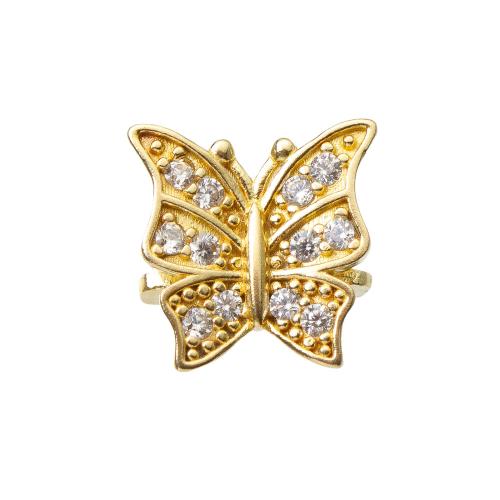 Rhinestone Brass Pendants, Butterfly, plated, DIY & with rhinestone & double-hole, golden, nickel, lead & cadmium free, 11.70x5.30x11.70mm, Sold By PC