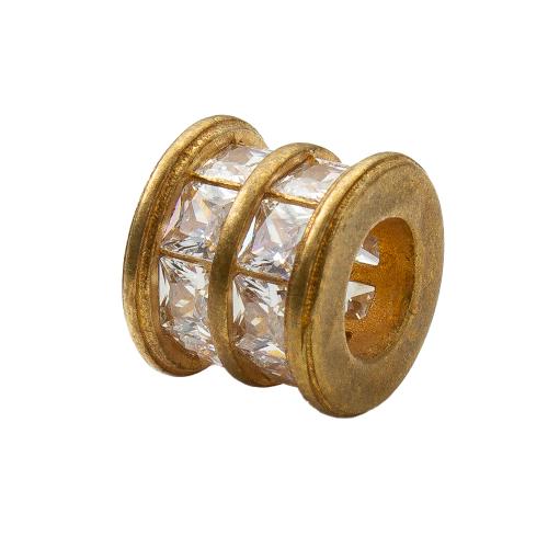 Rhinestone Brass Beads, plated, DIY & with rhinestone, golden, nickel, lead & cadmium free, 9.80x10.65x10.65mm, Inner Diameter:Approx 1.2mm, Sold By PC