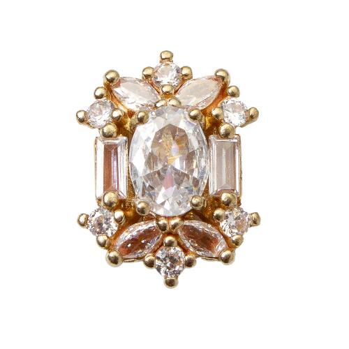 Rhinestone Brass Beads, plated, DIY & with rhinestone, golden, nickel, lead & cadmium free, 11.80x7.60x15.50mm, Inner Diameter:Approx 1.2mm, Sold By PC