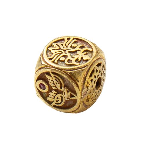 Brass Jewelry Beads, plated, DIY, golden, nickel, lead & cadmium free, 8.75x8x8mm, Inner Diameter:Approx 1.2mm, Sold By PC