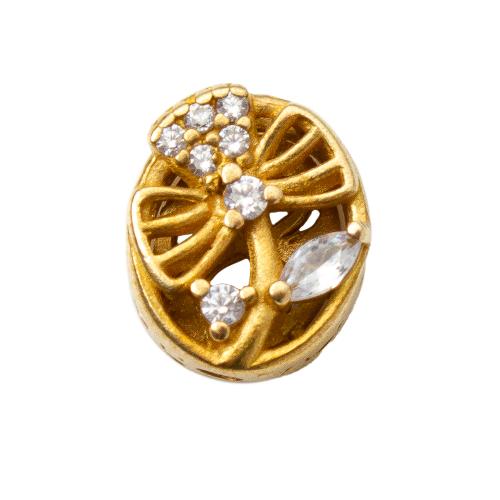 Rhinestone Brass Beads, plated, DIY & with rhinestone, golden, nickel, lead & cadmium free, 9.63x4.90x11.60mm, Inner Diameter:Approx 1.2mm, Sold By PC
