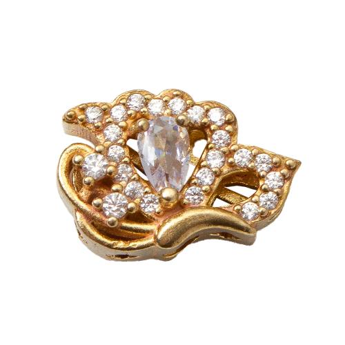 Rhinestone Brass Beads, plated, DIY & with rhinestone, golden, nickel, lead & cadmium free, 14.35x5.91x9.71mm, Inner Diameter:Approx 1.2mm, Sold By PC