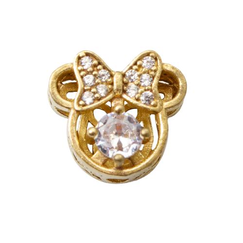 Rhinestone Brass Beads, plated, DIY & with rhinestone, golden, nickel, lead & cadmium free, 11.60x6x10.60mm, Inner Diameter:Approx 1.2mm, Sold By PC