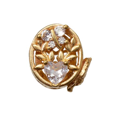 Rhinestone Brass Beads, plated, DIY & with rhinestone, golden, nickel, lead & cadmium free, 11x5.86x11.10mm, Inner Diameter:Approx 1.2mm, Sold By PC