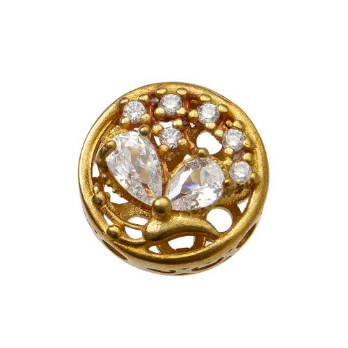 Rhinestone Brass Beads, plated, DIY & with rhinestone, golden, nickel, lead & cadmium free, 11.90x6.50x11.90mm, Inner Diameter:Approx 1.2mm, Sold By PC