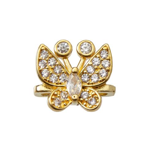 Rhinestone Brass Pendants, Butterfly, plated, DIY & with rhinestone & double-hole, golden, nickel, lead & cadmium free, 11.30x5.35x10mm, Inner Diameter:Approx 1.2mm, Sold By PC