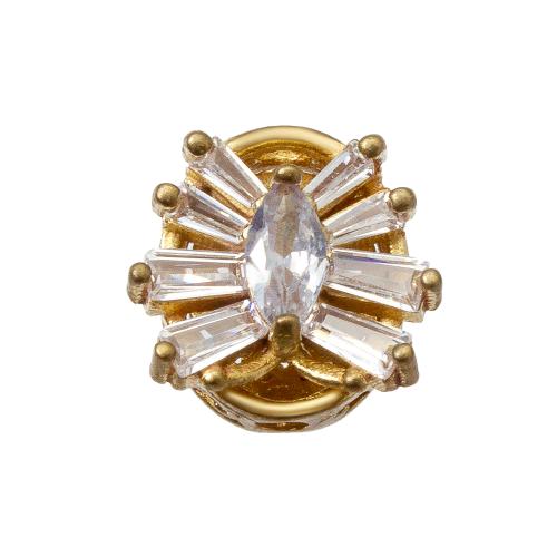 Strass Messing Perlen, plattiert, DIY & mit Strass, goldfarben, frei von Nickel, Blei & Kadmium, 11.60x7x11.20mm, Innendurchmesser:ca. 1.2mm, verkauft von PC