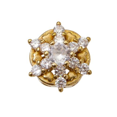 Rhinestone Brass Beads, plated, DIY & with rhinestone, golden, nickel, lead & cadmium free, 11.60x7x12.60mm, Inner Diameter:Approx 1.2mm, Sold By PC