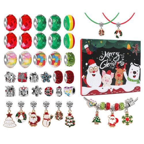 Tibetan Style Children DIY String Beads Set, with Glass, Girl & enamel, Sold By Box