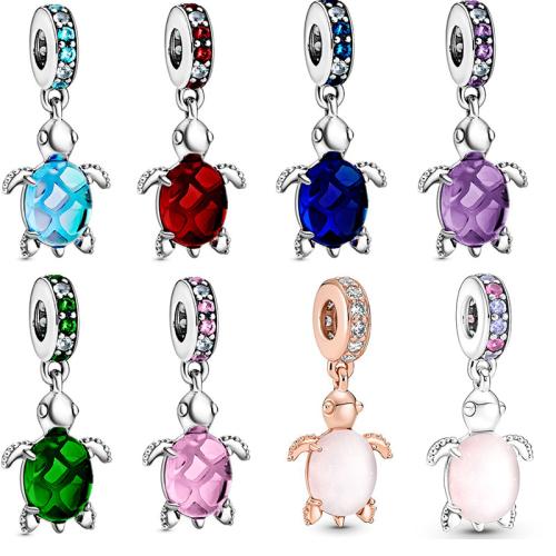 Tibetan Style Pendant, Turtle, plated, DIY & with rhinestone, more colors for choice, 10x30mm, Sold By PC