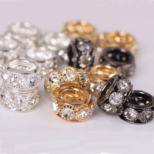 Tibetan Style Large Hole Bead, plated, DIY & different size for choice & with rhinestone, more colors for choice, Sold By PC
