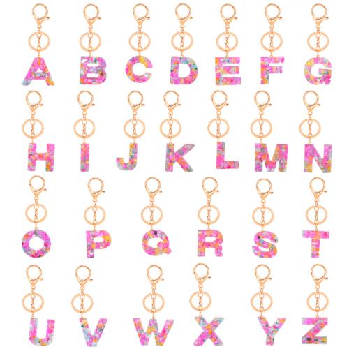 Resin Key Clasp, with Tibetan Style, Alphabet Letter, epoxy gel, Unisex & different styles for choice, pink, Sold By PC