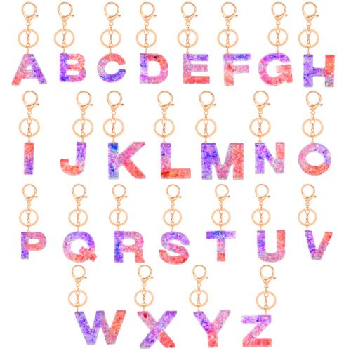 Harz Karabiner mit Schlüsselringen, mit Zinklegierung, Alphabet-Buchstabe, Epoxidharzklebstoff, unisex & verschiedene Stile für Wahl, verkauft von PC