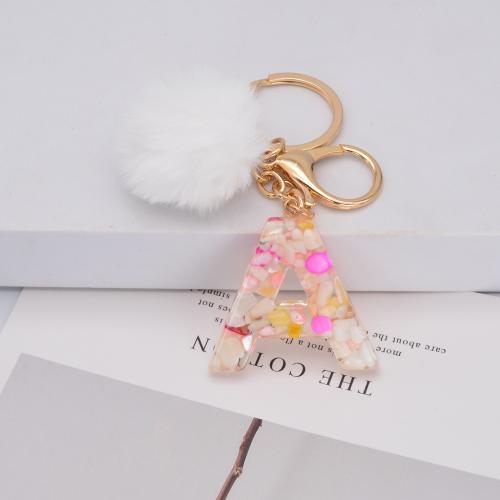 Resin Key Clasp, with Plush & Tibetan Style, Alphabet Letter, epoxy gel, Unisex & different styles for choice, Sold By PC