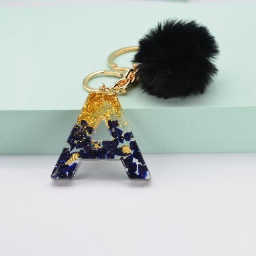 Resin Key Clasp, with Tibetan Style, Alphabet Letter, epoxy gel, Unisex & different styles for choice, Jet, 100mm, Sold By PC
