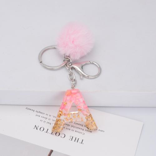 Resin Key Clasp, with Plush & Tibetan Style, Alphabet Letter, epoxy gel, Unisex & different styles for choice, Sold By PC