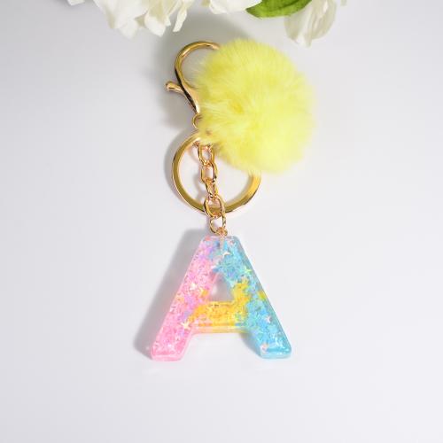 Resin Key Clasp, with Plush & Tibetan Style, Alphabet Letter, epoxy gel, Unisex & different styles for choice, Sold By PC
