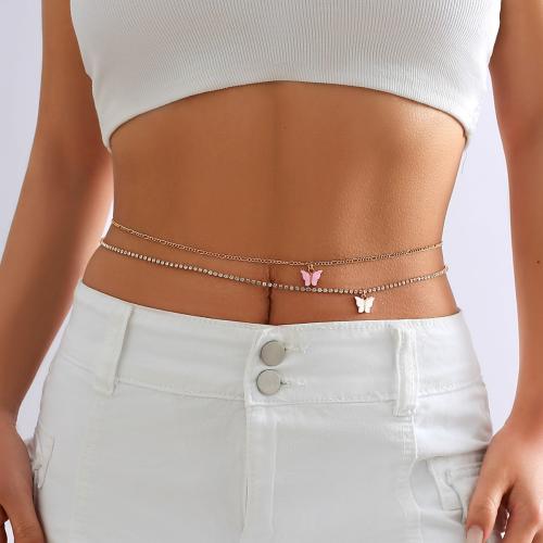 Decorative Belt, Tibetan Style, with Copper Coated Iron & iron chain & Cubic Zirconia & Iron & Acrylic, fashion jewelry & for woman, more colors for choice, Sold By PC