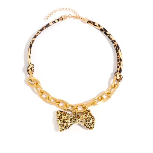 Tibetan Style Sweater Chain Necklace, with PU Leather, plated, fashion jewelry & for woman & enamel, Sold By PC