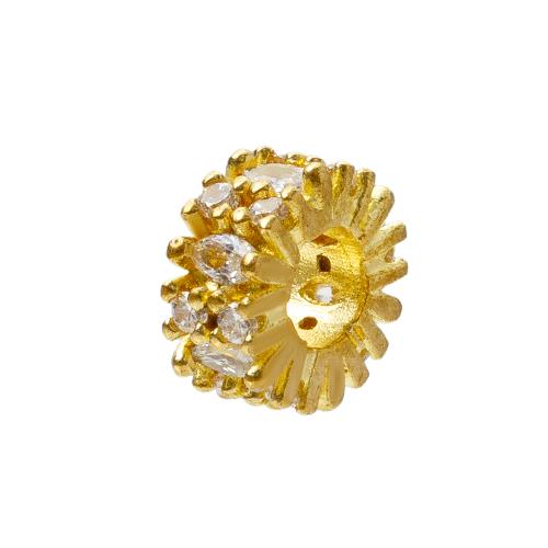Strass Messing Perlen, plattiert, DIY & mit Strass, goldfarben, frei von Nickel, Blei & Kadmium, 8.05x3.65x8.05mm, Innendurchmesser:ca. 1.2mm, verkauft von PC