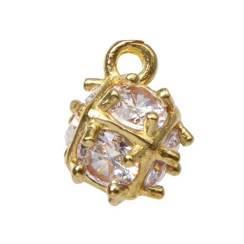 Rhinestone Brass Pendants, plated, DIY & with rhinestone, golden, nickel, lead & cadmium free, 8.90x8.80x11.10mm, Sold By PC