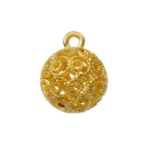 Hollow Brass Pendants, Round, plated, DIY, golden, nickel, lead & cadmium free, 9.85x9.85x11.90mm, Sold By PC