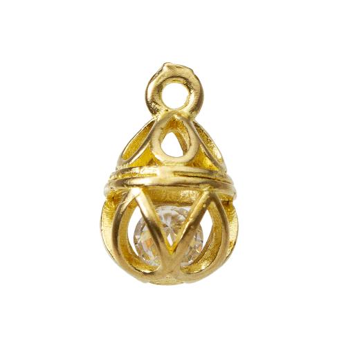 Rhinestone Brass Pendants, plated, DIY & with rhinestone, golden, nickel, lead & cadmium free, 7.90x7.60x12.70mm, Sold By PC