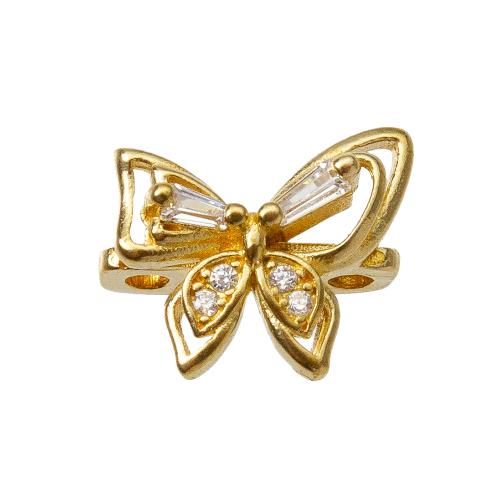 Rhinestone Brass Pendants, Butterfly, plated, DIY & with rhinestone & double-hole, golden, nickel, lead & cadmium free, 11.10x6.70x9.80mm, Sold By PC