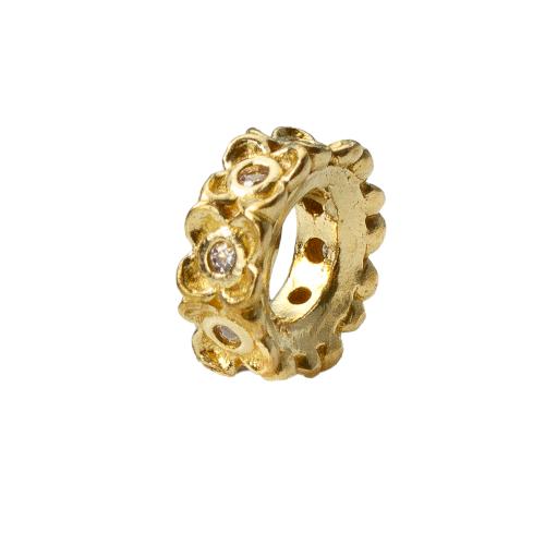 Rhinestone Brass Beads, plated, DIY & with rhinestone, golden, nickel, lead & cadmium free, 8x3x8mm, Inner Diameter:Approx 1.2mm, Sold By PC