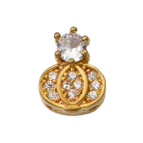 Rhinestone Brass Pendants, plated, DIY & with rhinestone, golden, nickel, lead & cadmium free, 8.80x6.20x11.20mm, Sold By PC