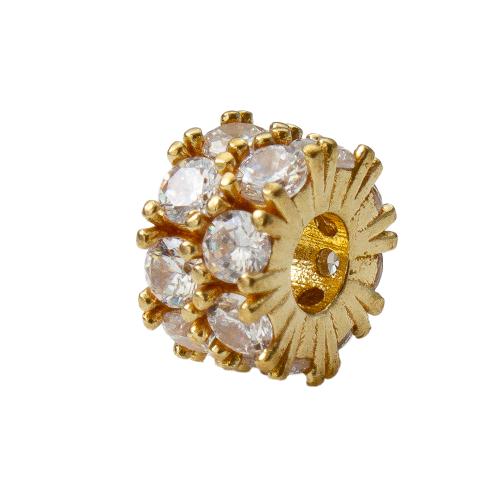 Rhinestone Brass Pendants, plated, DIY & with rhinestone, golden, nickel, lead & cadmium free, 8.90x5.40x8.90mm, Sold By PC