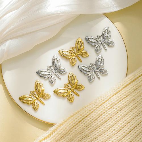 Stainless Steel Animal Pendants, 304 Stainless Steel, Butterfly, plated, DIY, more colors for choice, 10PCs/Bag, Sold By Bag