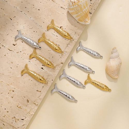 Stainless Steel Animal Pendants, 304 Stainless Steel, Fish, plated, DIY, more colors for choice, 10PCs/Bag, Sold By Bag