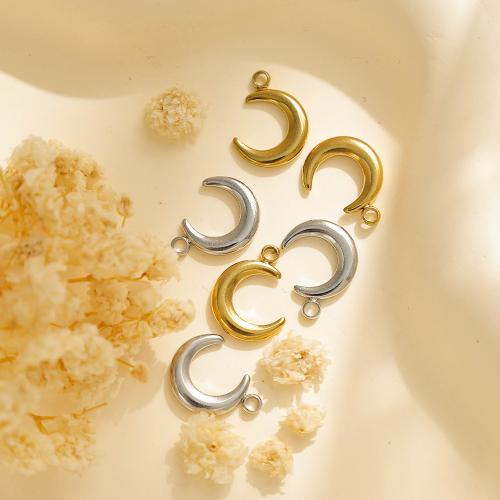 Stainless Steel Pendants, 304 Stainless Steel, Moon, plated, DIY, more colors for choice, 10PCs/Bag, Sold By Bag