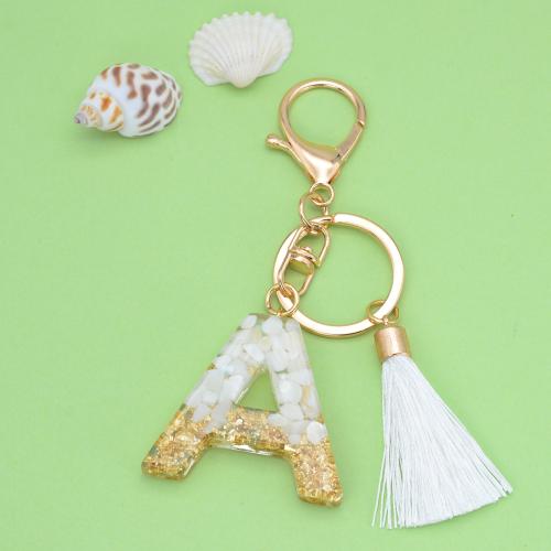 Bag Purse Charms Keyrings Keychains, Resin, with Tibetan Style, Alphabet Letter, epoxy gel, different styles for choice & for woman, yellow, Sold By PC