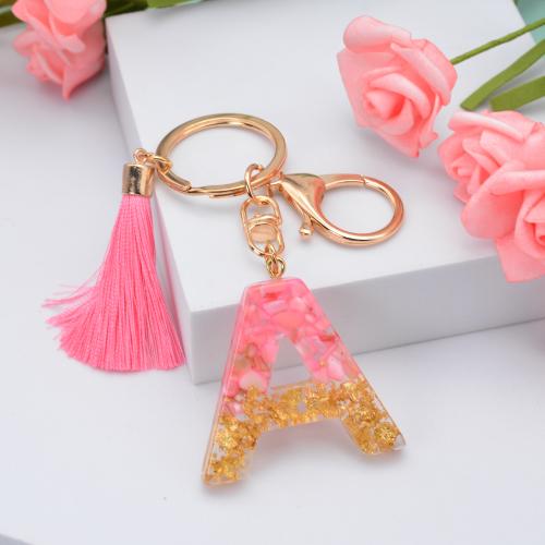 Bag Purse Charms Keyrings Keychains, Resin, with Tibetan Style, Alphabet Letter, epoxy gel, different styles for choice & for woman, pink, 115mm, Sold By PC