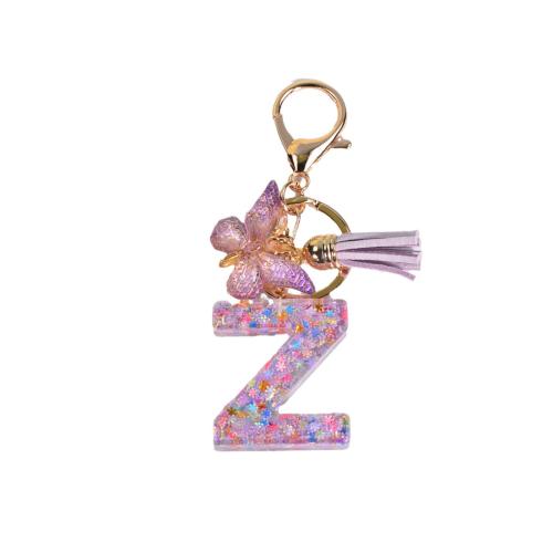Bag Purse Charms Keyrings Keychains, Resin, with Tibetan Style, Alphabet Letter, epoxy gel, different styles for choice & for woman, 115mm, Sold By PC