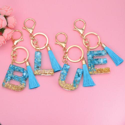 Bag Purse Charms Keyrings Keychains, Resin, with Tibetan Style, Alphabet Letter, epoxy gel, Unisex & different styles for choice, blue, 115mm, Sold By PC
