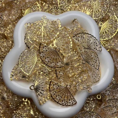 Resin Pendant, Fan, DIY, gold, 40x30mm, Sold By PC