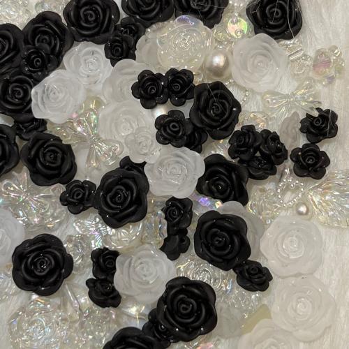Harz Schmuckperlen, gemischtes Muster & DIY & satiniert, weiß und schwarz, beads  length 20-35mm, verkauft von G