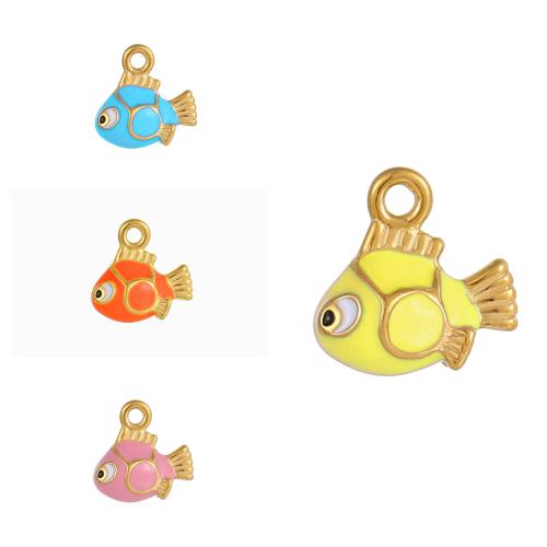 Stainless Steel Animal Pendants, 304 Stainless Steel, Fish, gold color plated, DIY & enamel, more colors for choice, Sold By PC